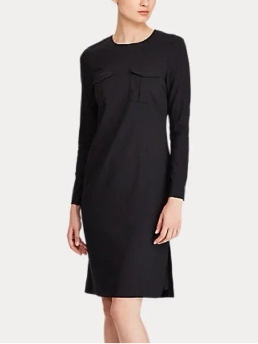 NEW Polo Ralph Lauren long sleeve black mid length shift dress